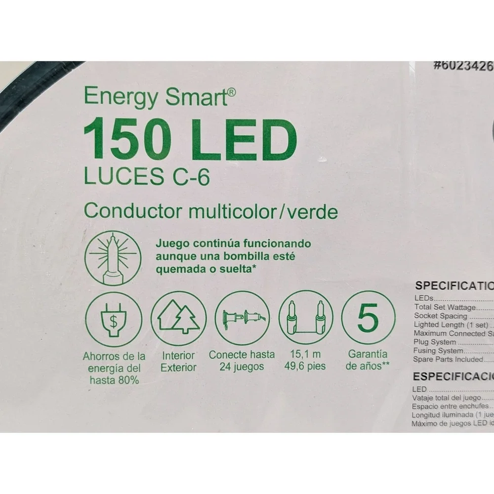 GE Energy Smart 150 C6 Multicolor Faceted Lights on Reel New